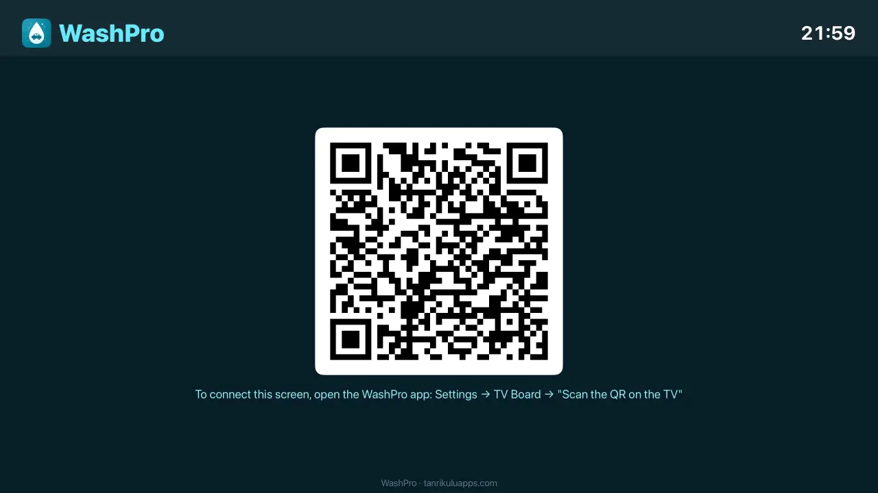 washpro Apple TV pairing screen