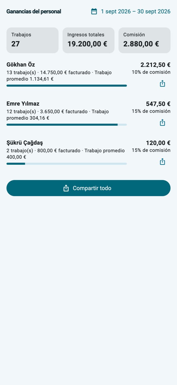 WashPro — Liquidación del personal: lavados, facturación, comisión.